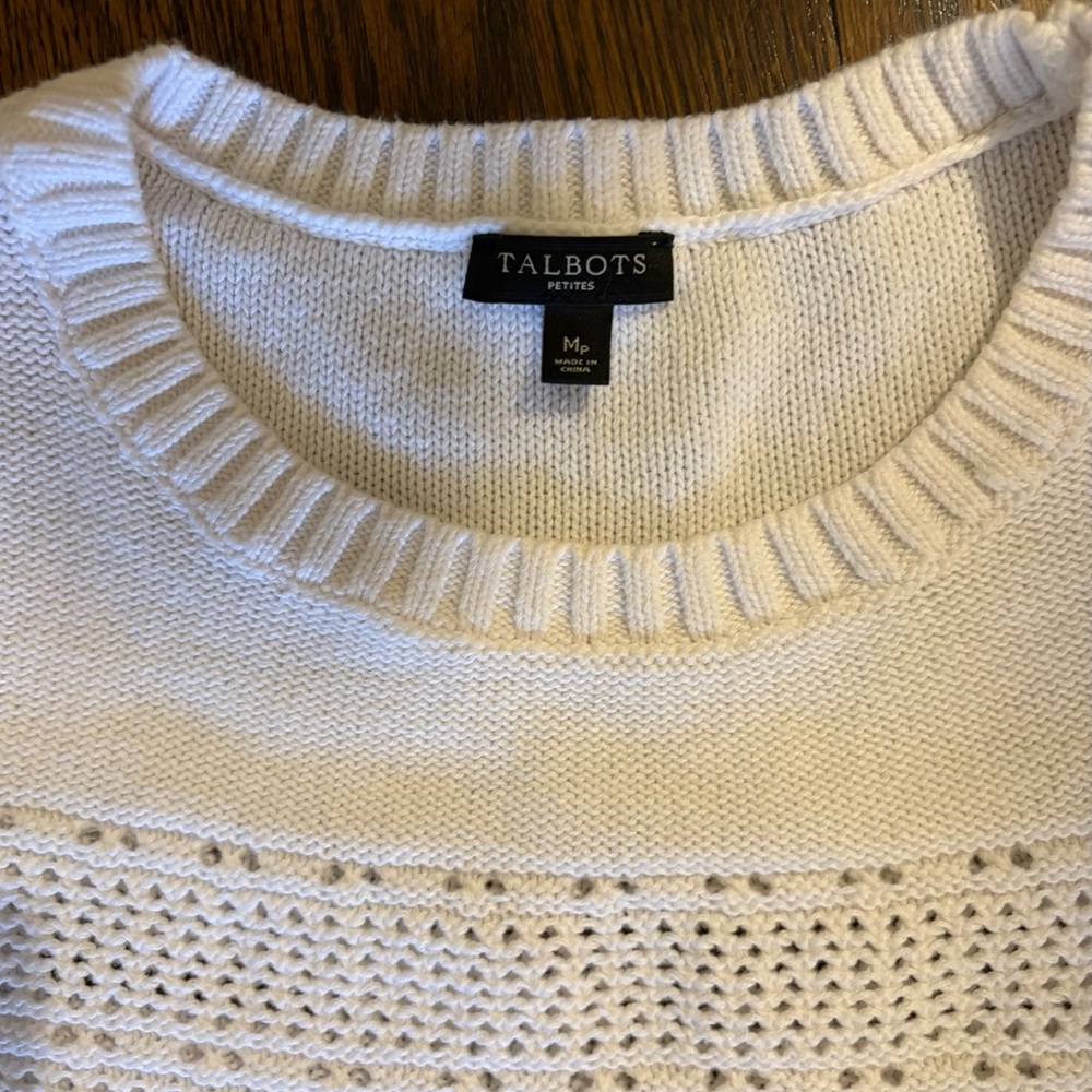 Talbots - White 100% Cotten Knit Sweater - size M